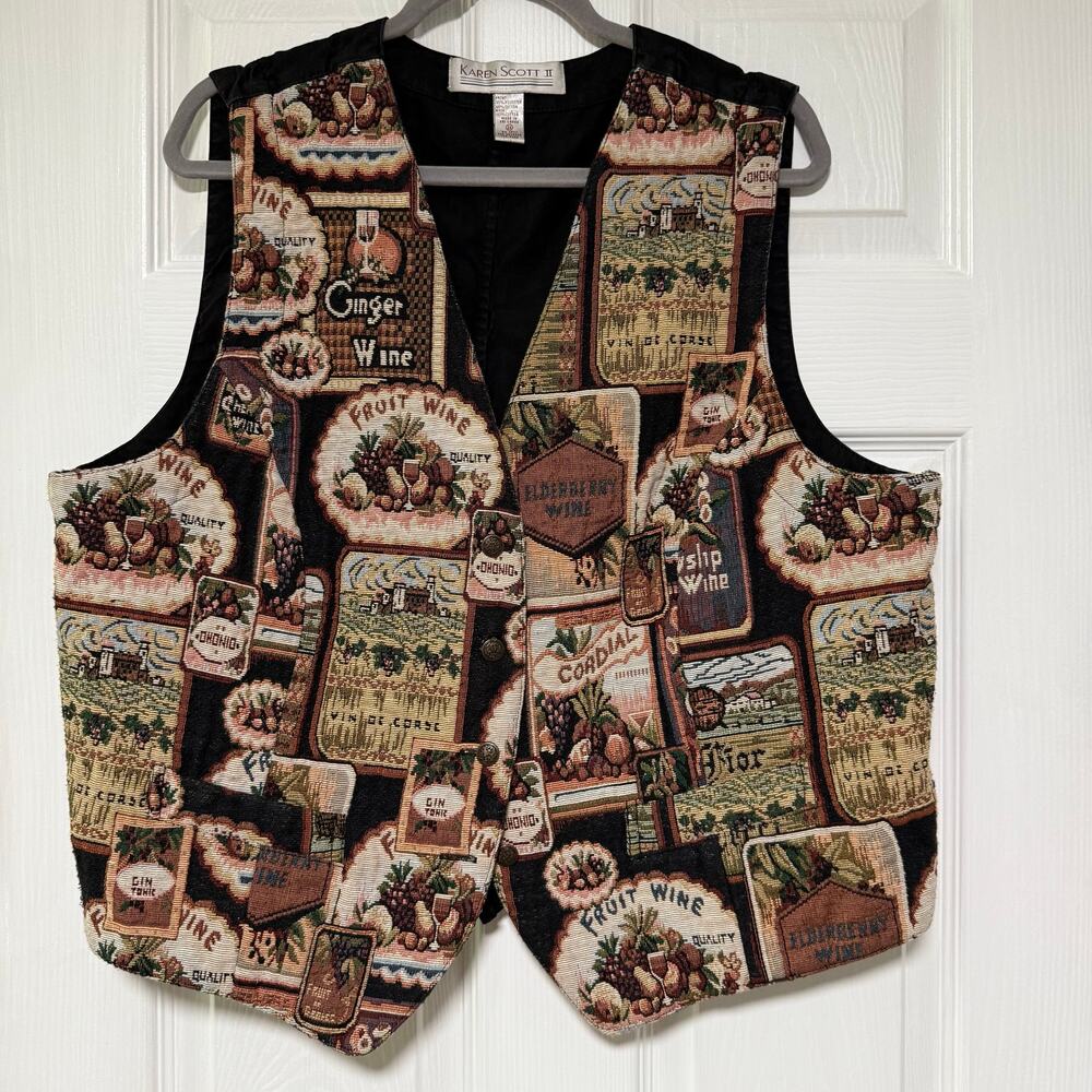 Karen Scott II Women's Wine Tapestry Vest Size 2X